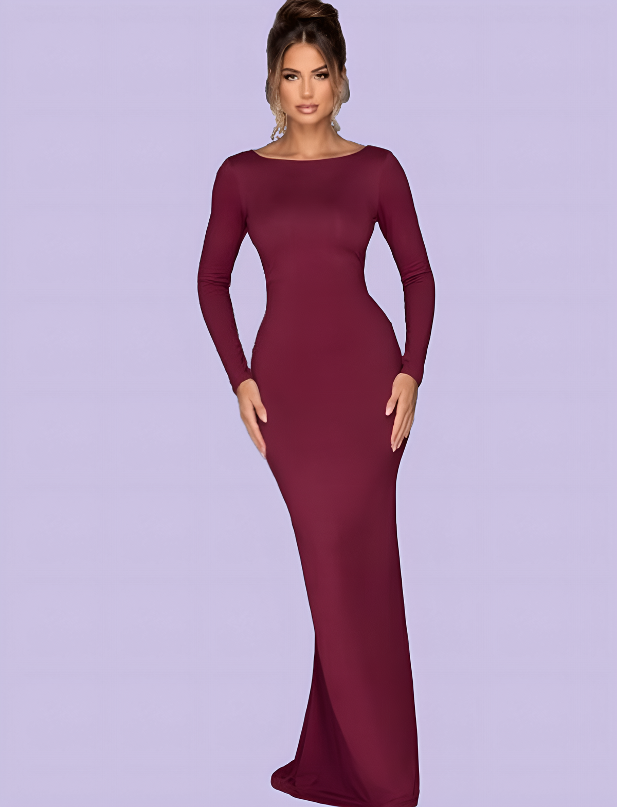 Long Sleeve Boat Neck Maxi Dress